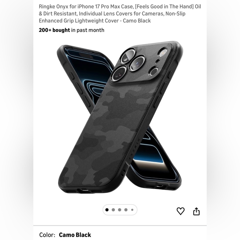 Ringke Onyx Camo Black iPhone 17 Pro Max Case